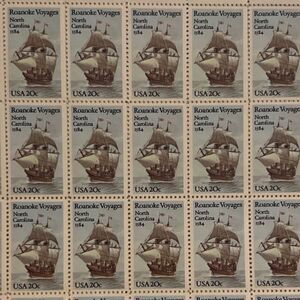 MNH 1984 Sheet of 50 20c Roanoke Voyages Stamps Scott #2093